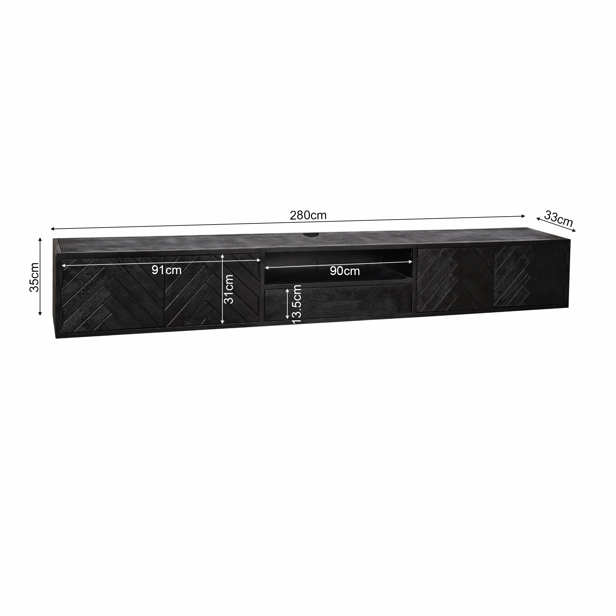 Zwevend tv-meubel New York | 280 cm