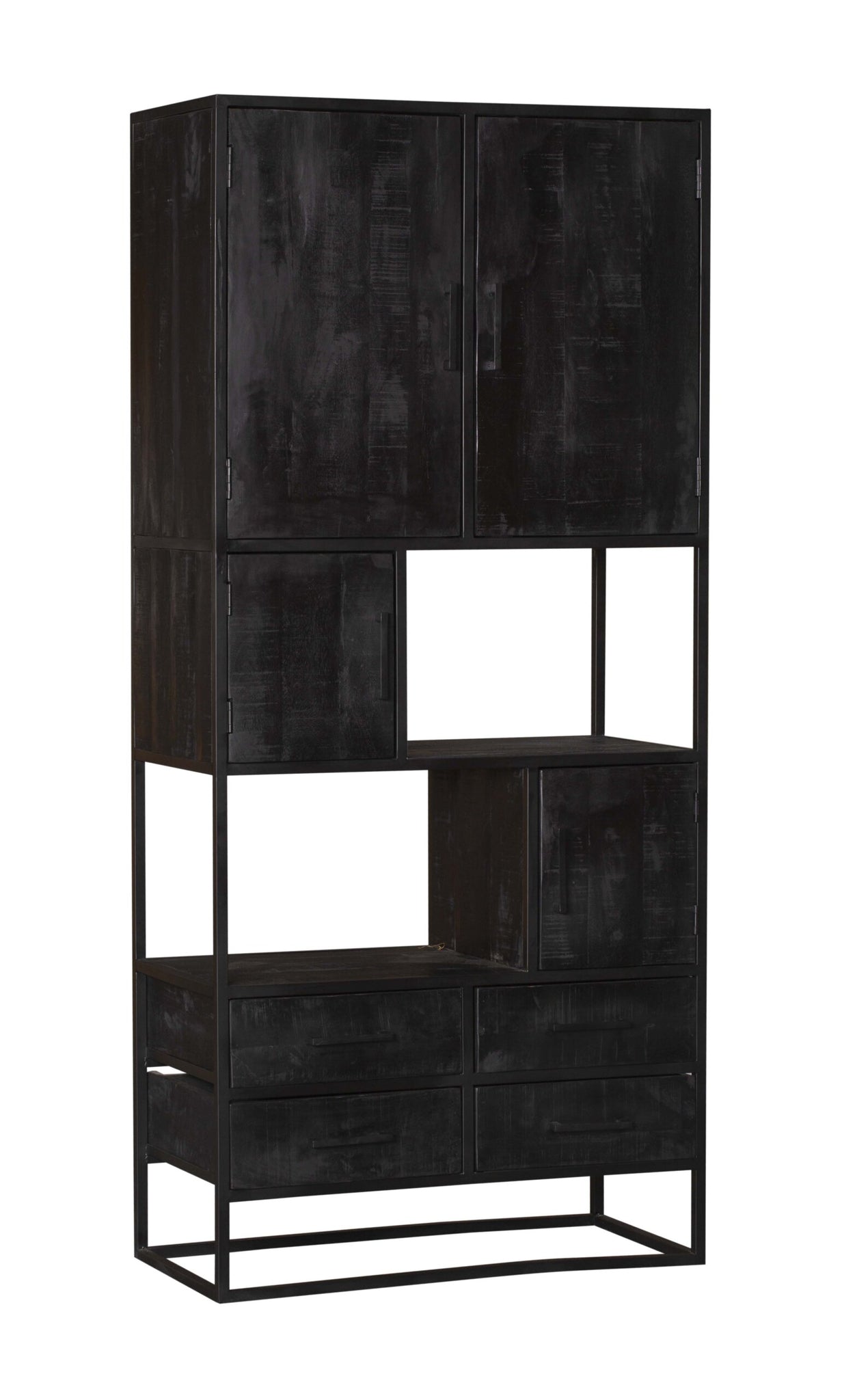 Boekenkast Denver Zwart | Mangohout en staal | 90 cm