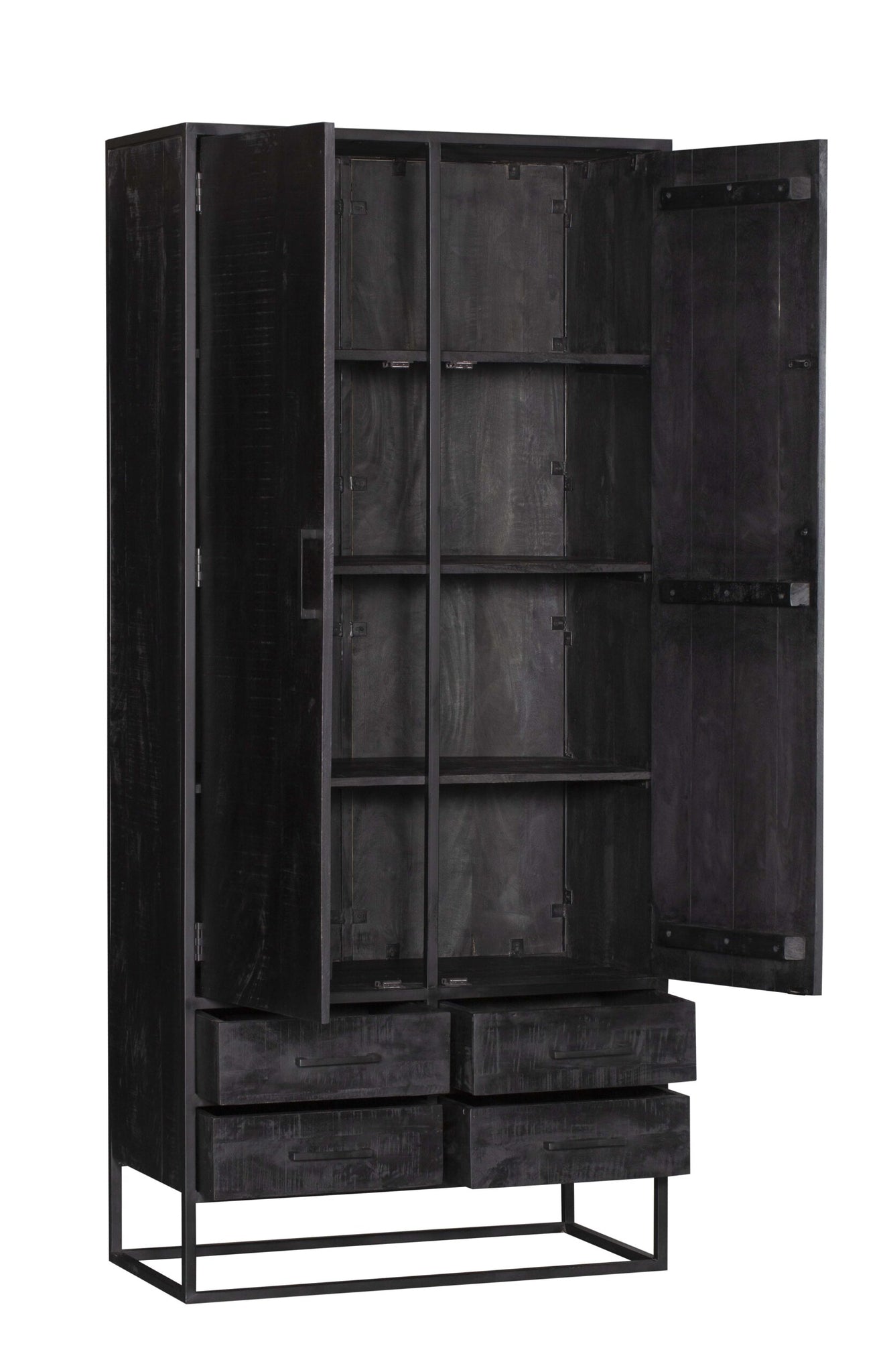 Kast Denver Zwart | Mangohout en staal | 90 cm