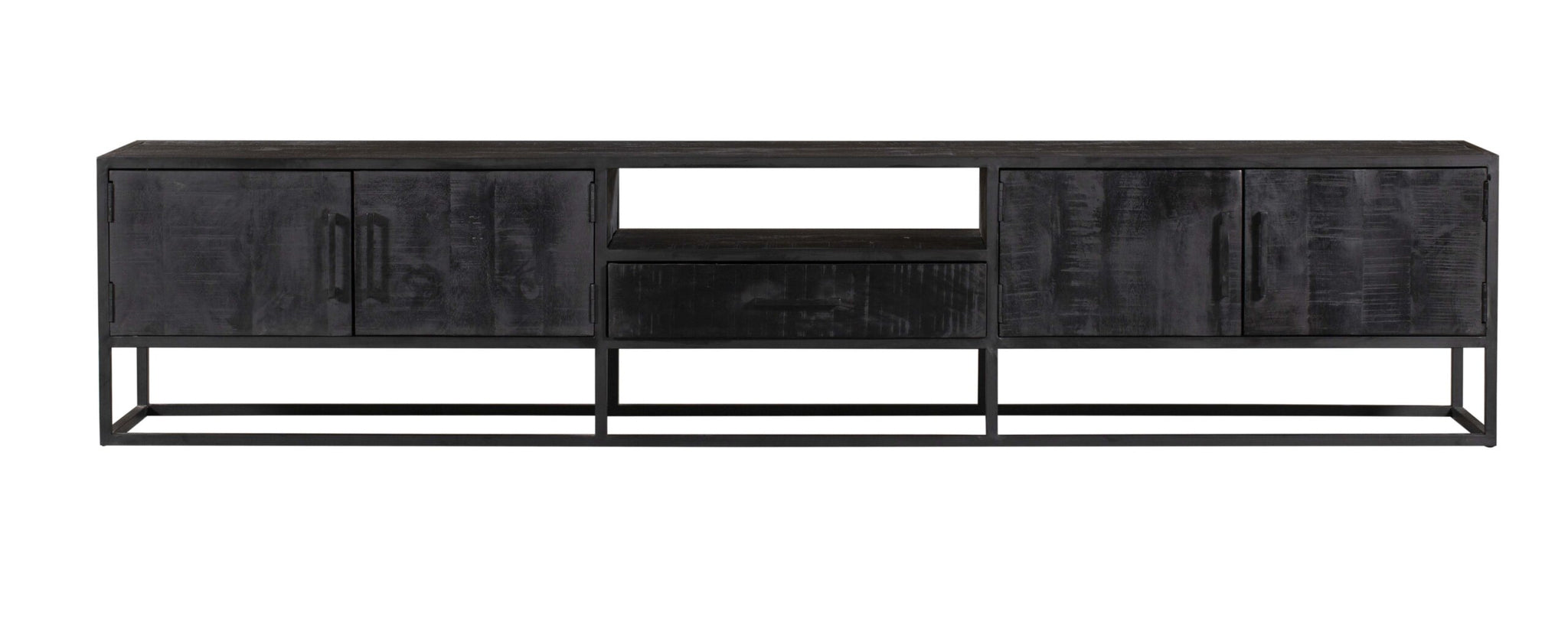 Tv-meubel Denver Zwart 240 cm | Mangohout en staal