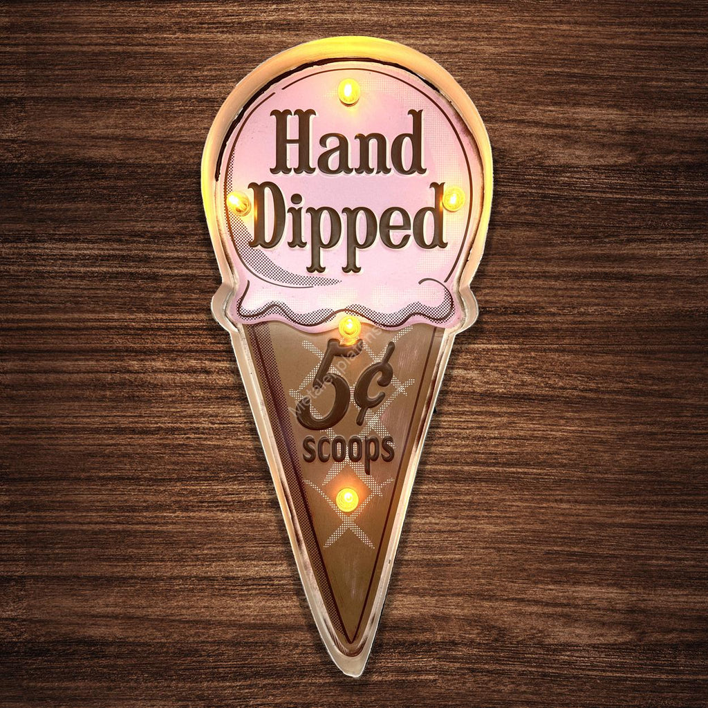 Metal Light Sign - Hand Dipped 5c Scoops - LED Lighting