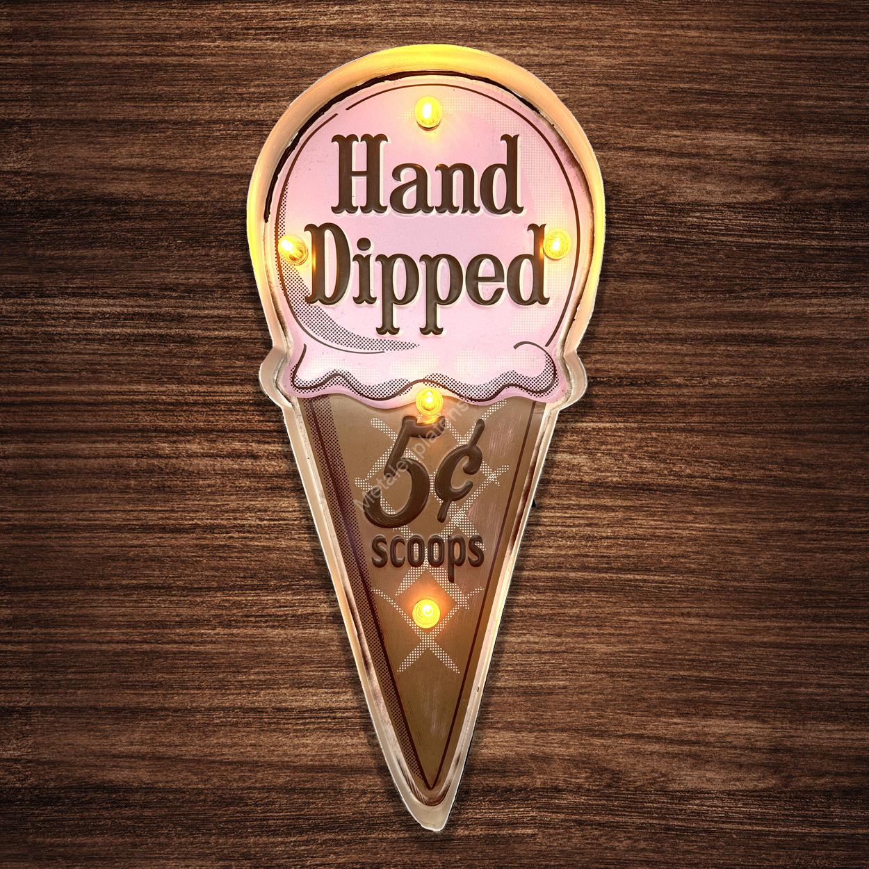 Metal Light Sign - Hand Dipped 5c Scoops - LED Lighting