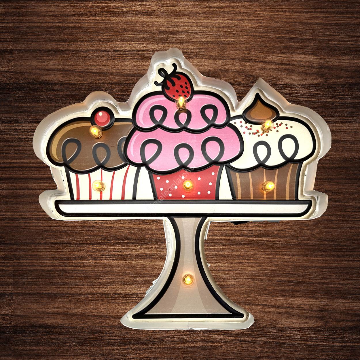 Metal Light Sign - Cupcake - LED Lighting 