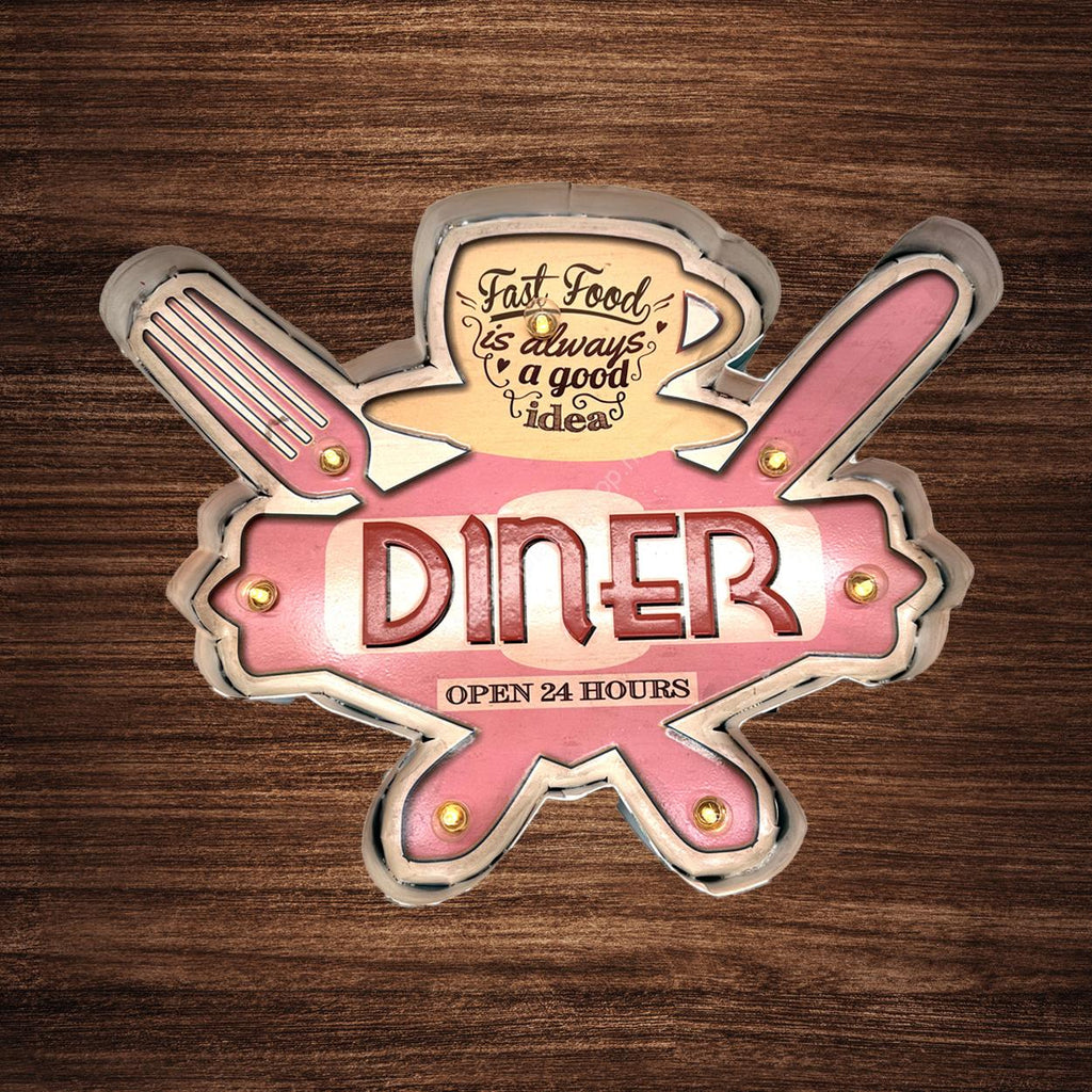 Metal Light Sign - Dinner - LED Lighting 
