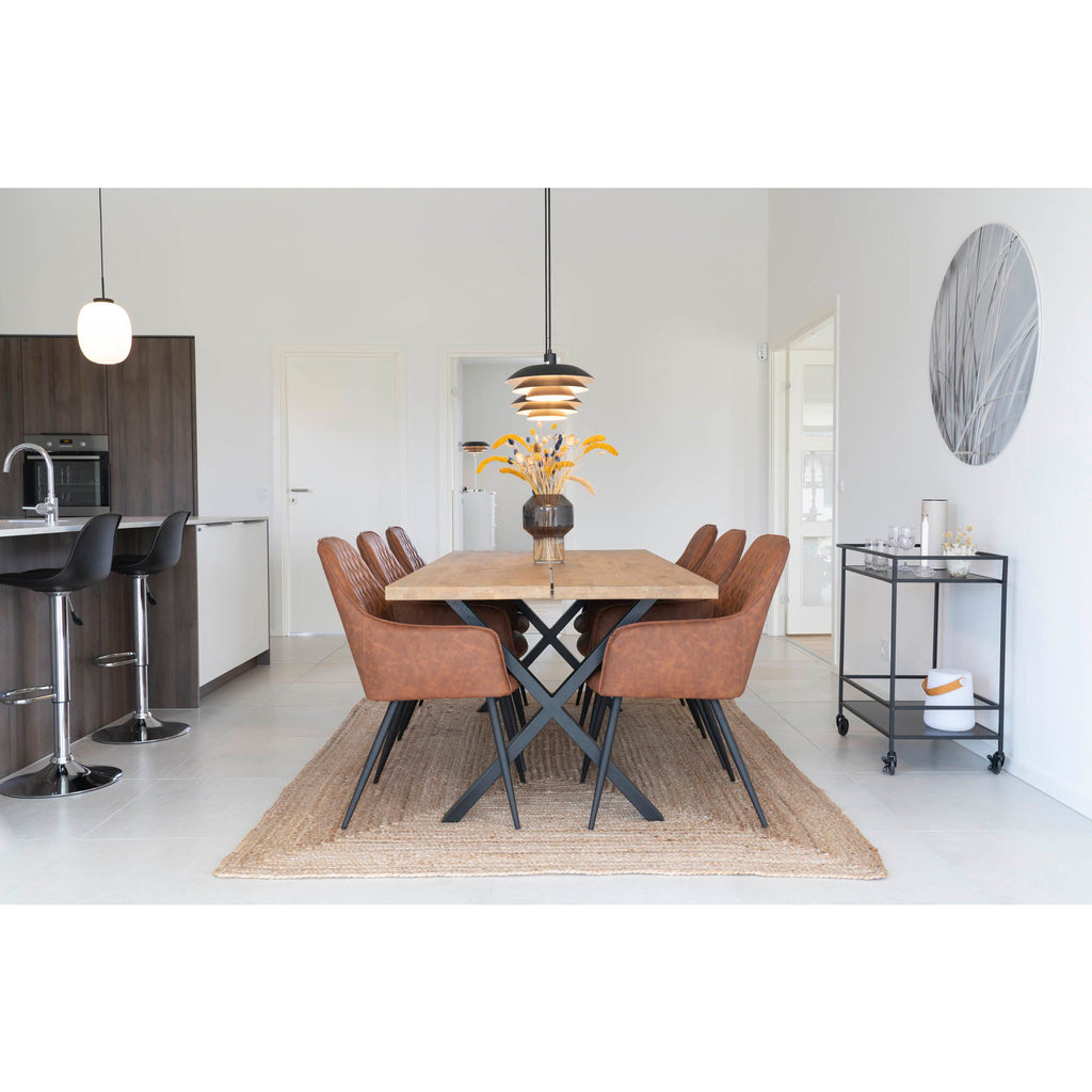 Harbo Eetkamerstoel - Stoel in vintage bruin PU met zwarte poten (set van 2)