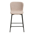 Barstoel Maceda – bouclé stof in beige met zwarte poten (Set van 2)