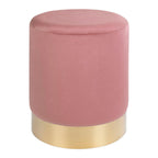 Gamby Poef - Poef in roze fluweel met een stalen basis in messing kleur HN1214