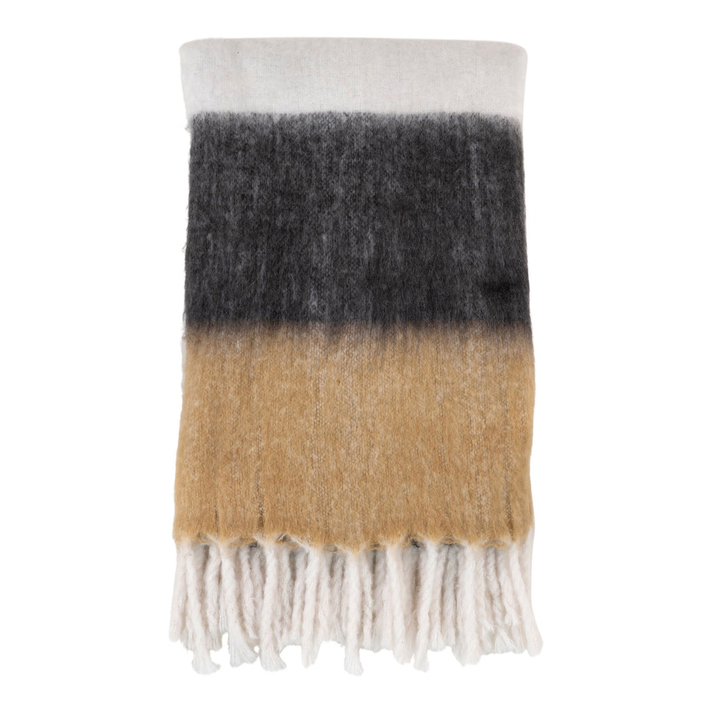 Plaid Sintra – acrylene plaid in zwart/wit/bruin 170x130 cm