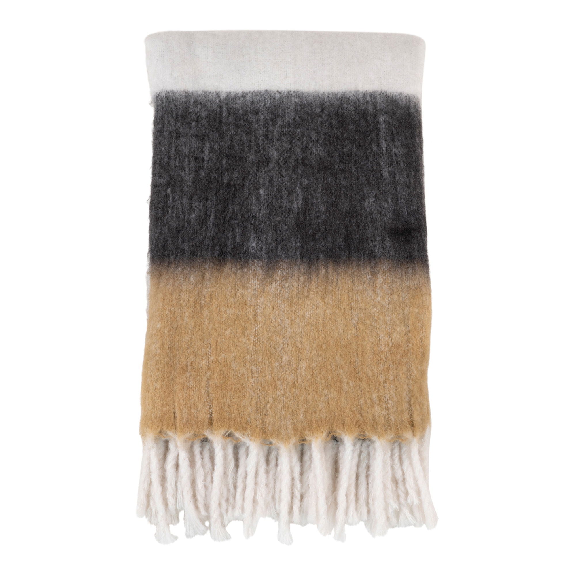 Plaid Sintra – acrylene plaid in zwart/wit/bruin 170x130 cm