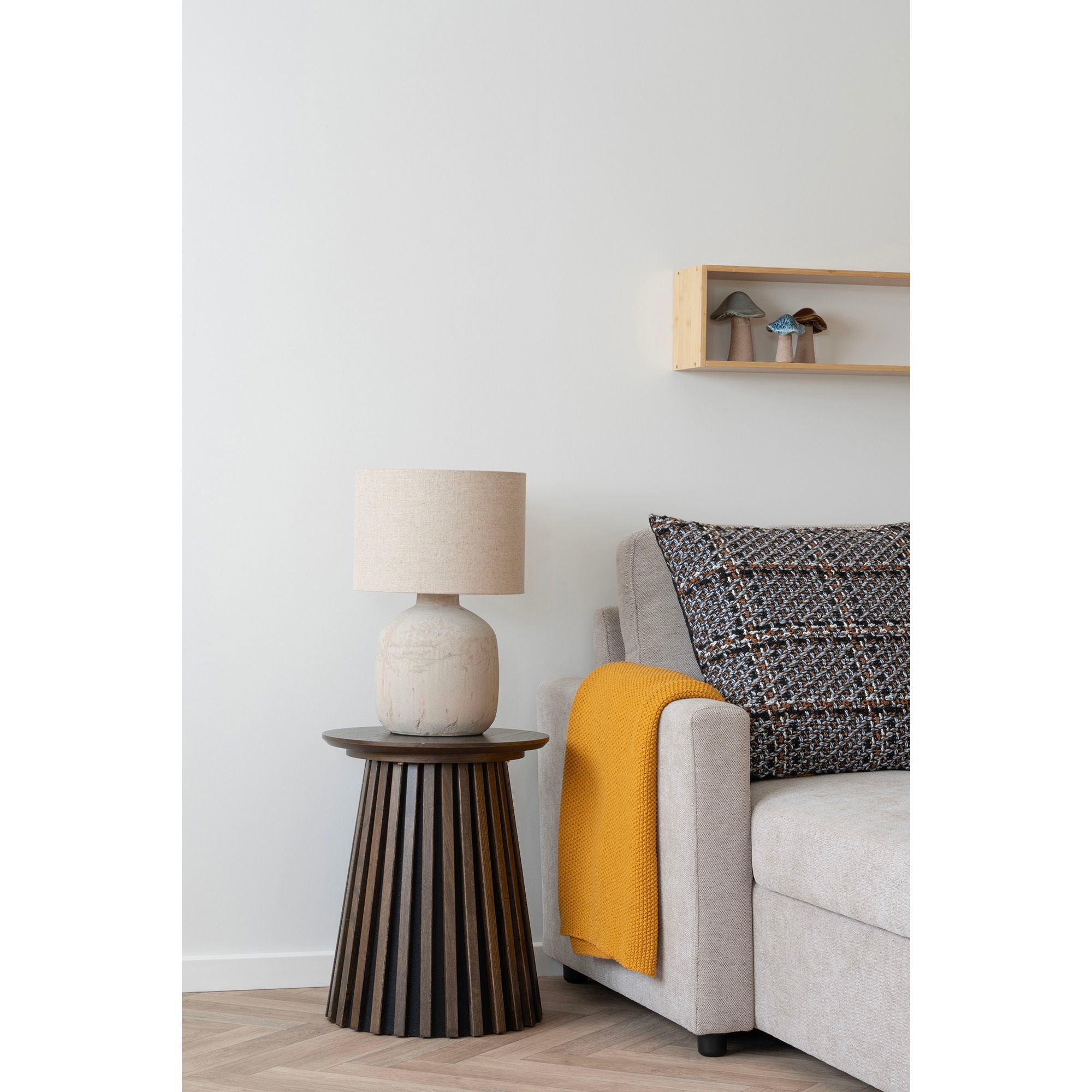 Plaid Santos – gerecycled katoen in oker met ruitjespatroon