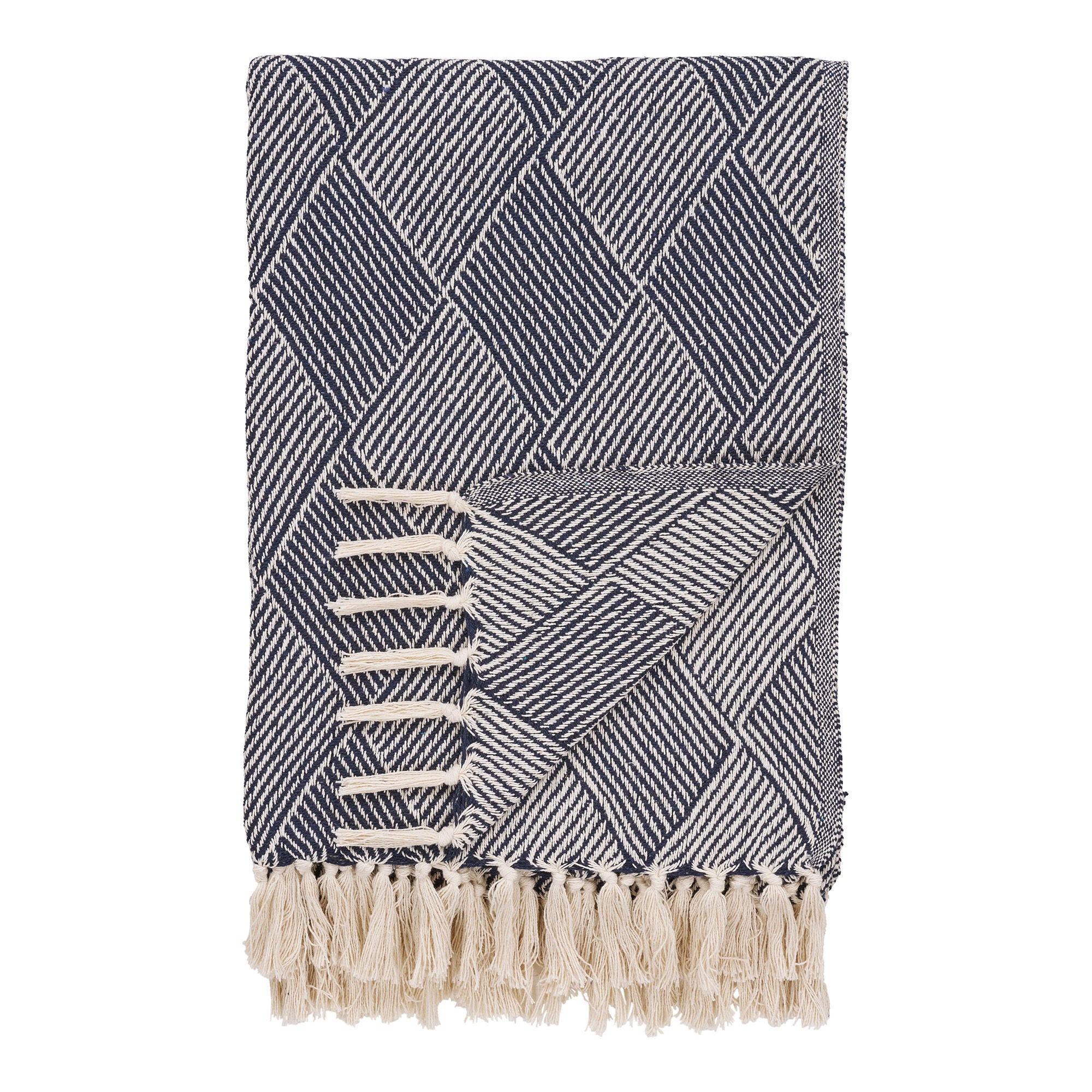 Plaid Izmir – katoen/polyester in blauw 130x180 cm