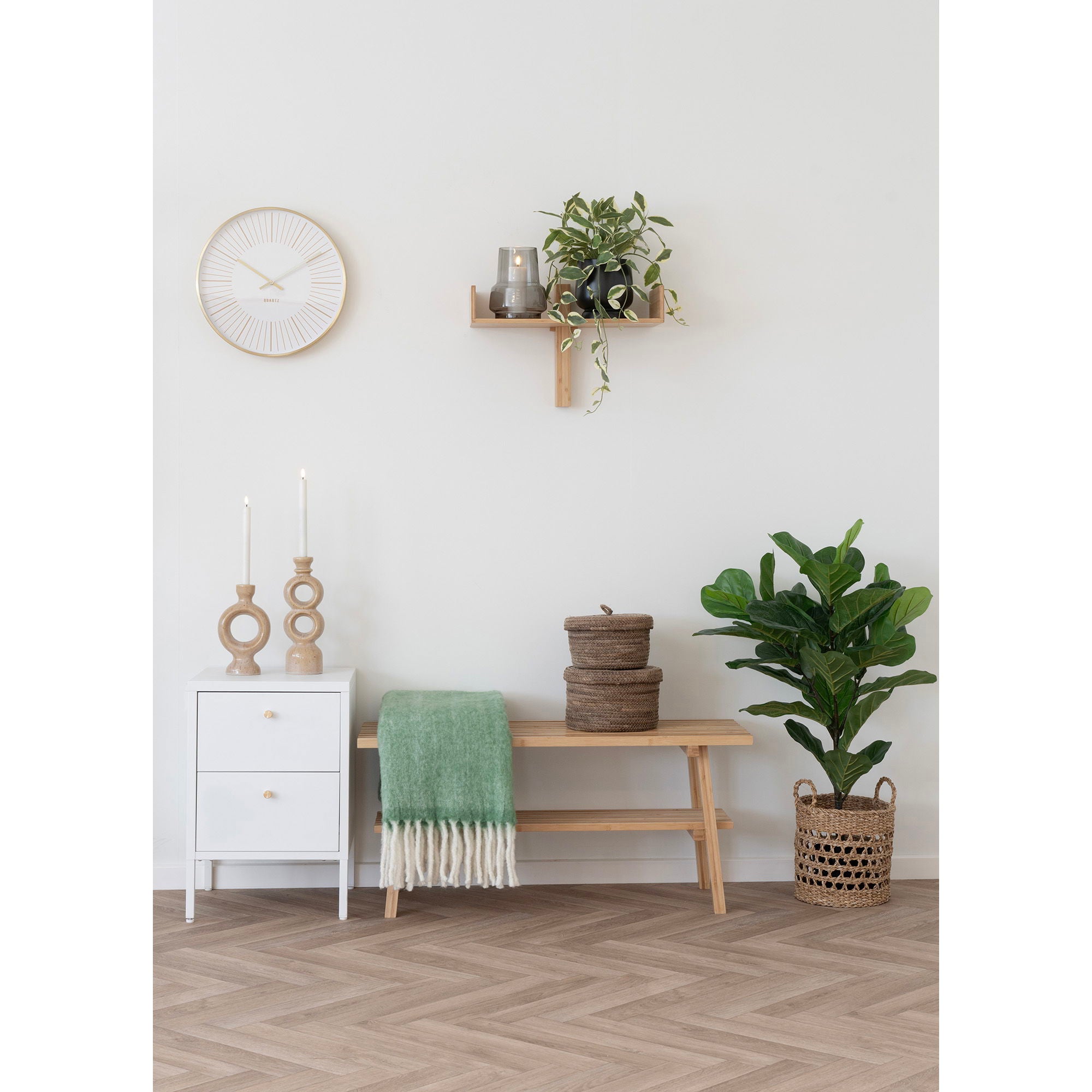 Plaid Carmel – wol-acryl nylon in zachtgroene ruitprint