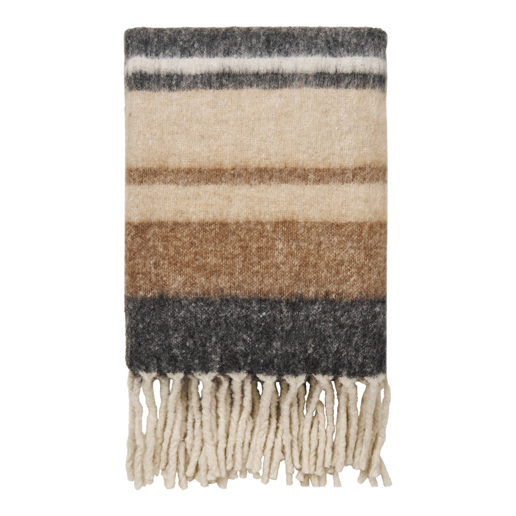 Plaid Carmel – gemêleerde wolmix in zwart/bruin 130x170 cm