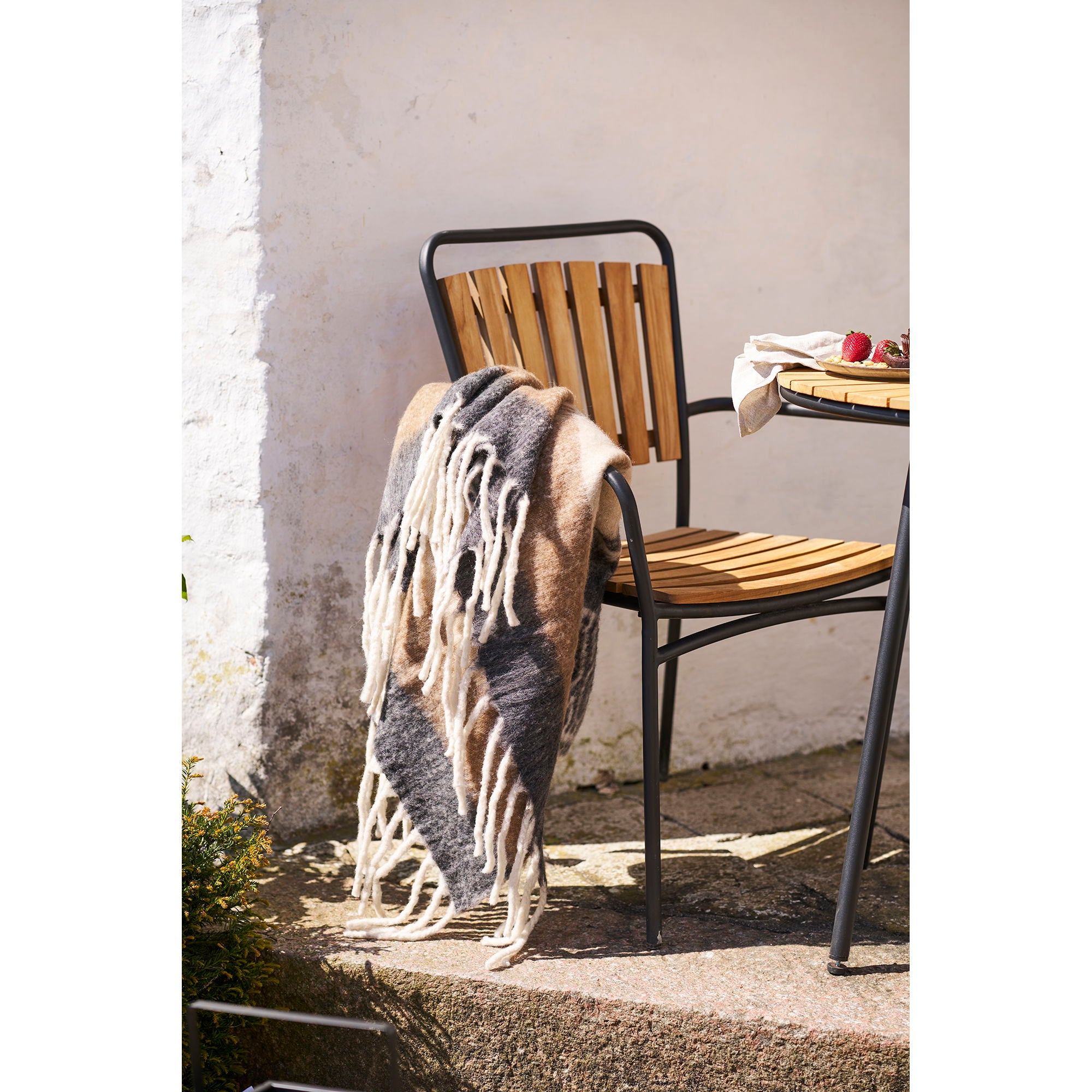 Plaid Carmel – gemêleerde wolmix in zwart/bruin 130x170 cm