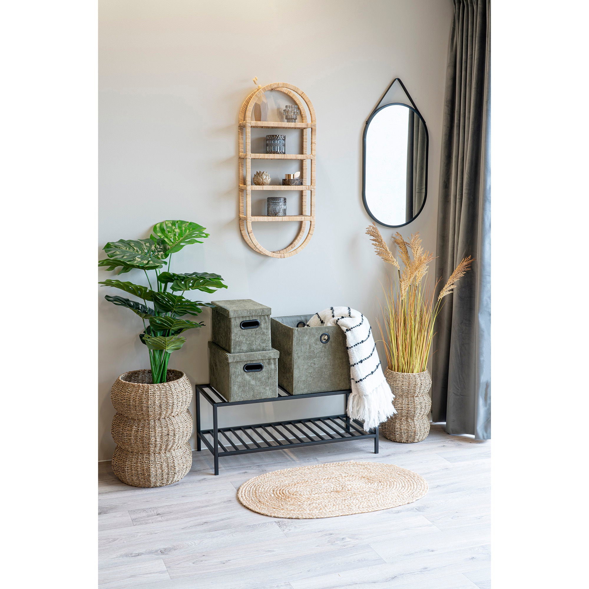 Bombay Deurmat - Deurmat van gevlochten jute, natuurlijk, ovaal, 50x80 cm