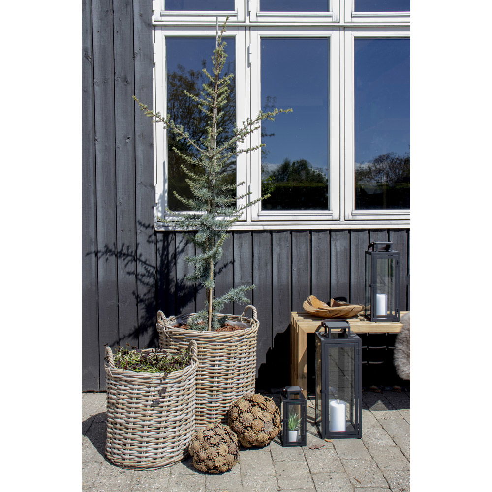 Mandenset Ravi – ronde kubu rattan manden met plastic voering in naturel