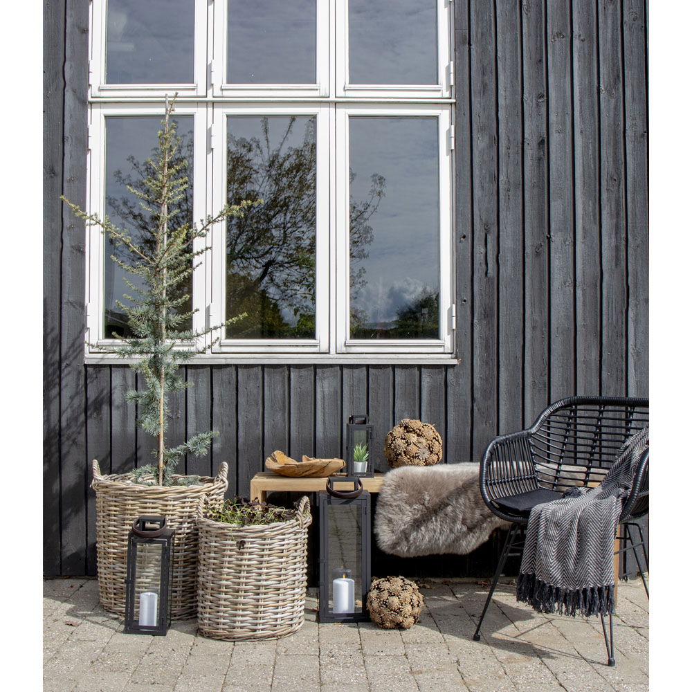 Mandenset Ravi – ronde kubu rattan manden met plastic voering in naturel