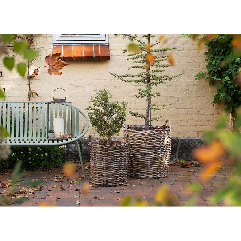 Mandenset Ravi – ronde kubu rattan manden met plastic voering in naturel