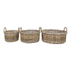 Cest Rattan Set Kuta – set van 3 kubu manden met plastic voering in naturel