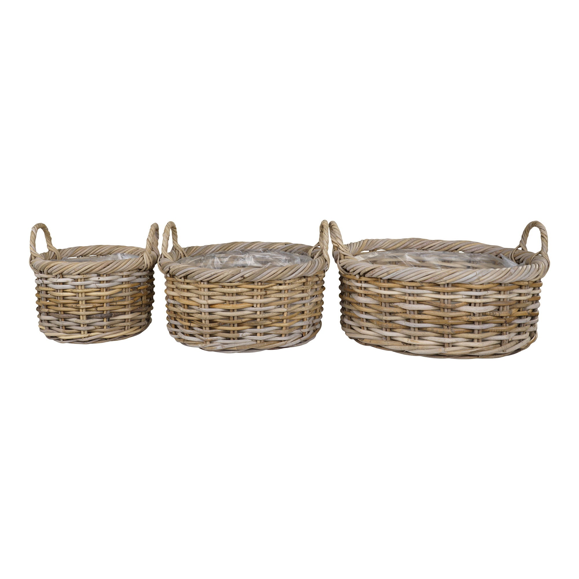 Cest Rattan Set Kuta – set van 3 kubu manden met plastic voering in naturel