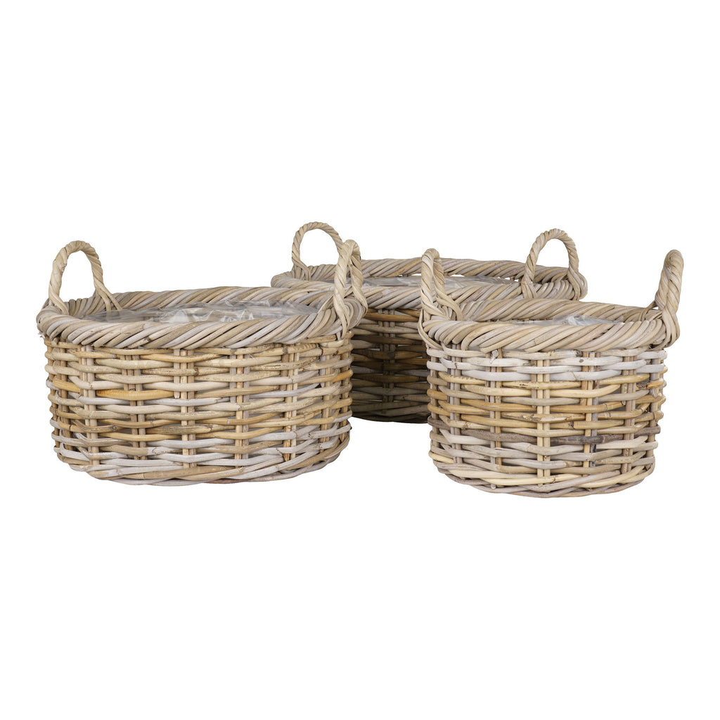 Cest Rattan Set Kuta – set van 3 kubu manden met plastic voering in naturel
