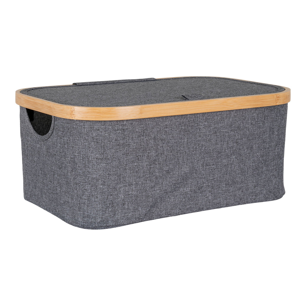 Mand voor opslag – bamboe/textiel in donkergrijs 38x26x16 cm