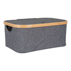 Mand voor opslag – bamboe/textiel in donkergrijs 38x26x16 cm
