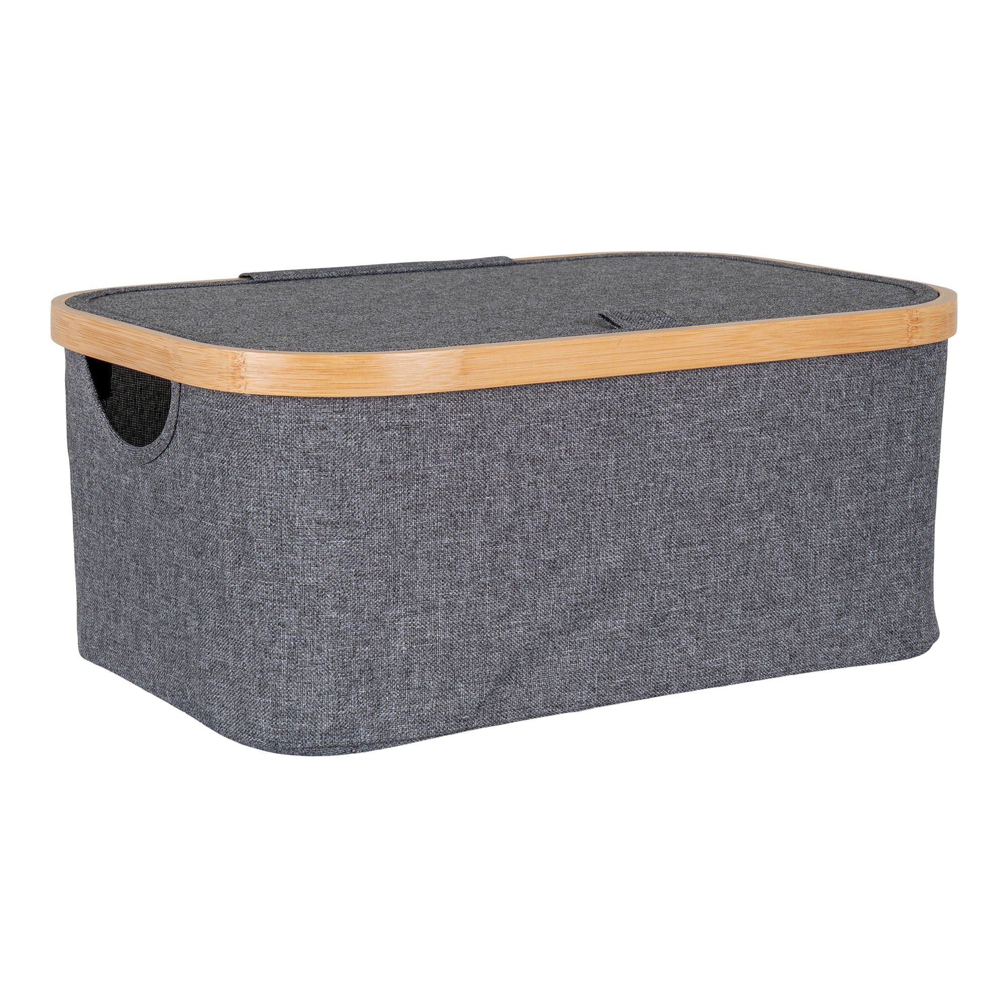 Mand voor opslag – bamboe/textiel in donkergrijs 38x26x16 cm