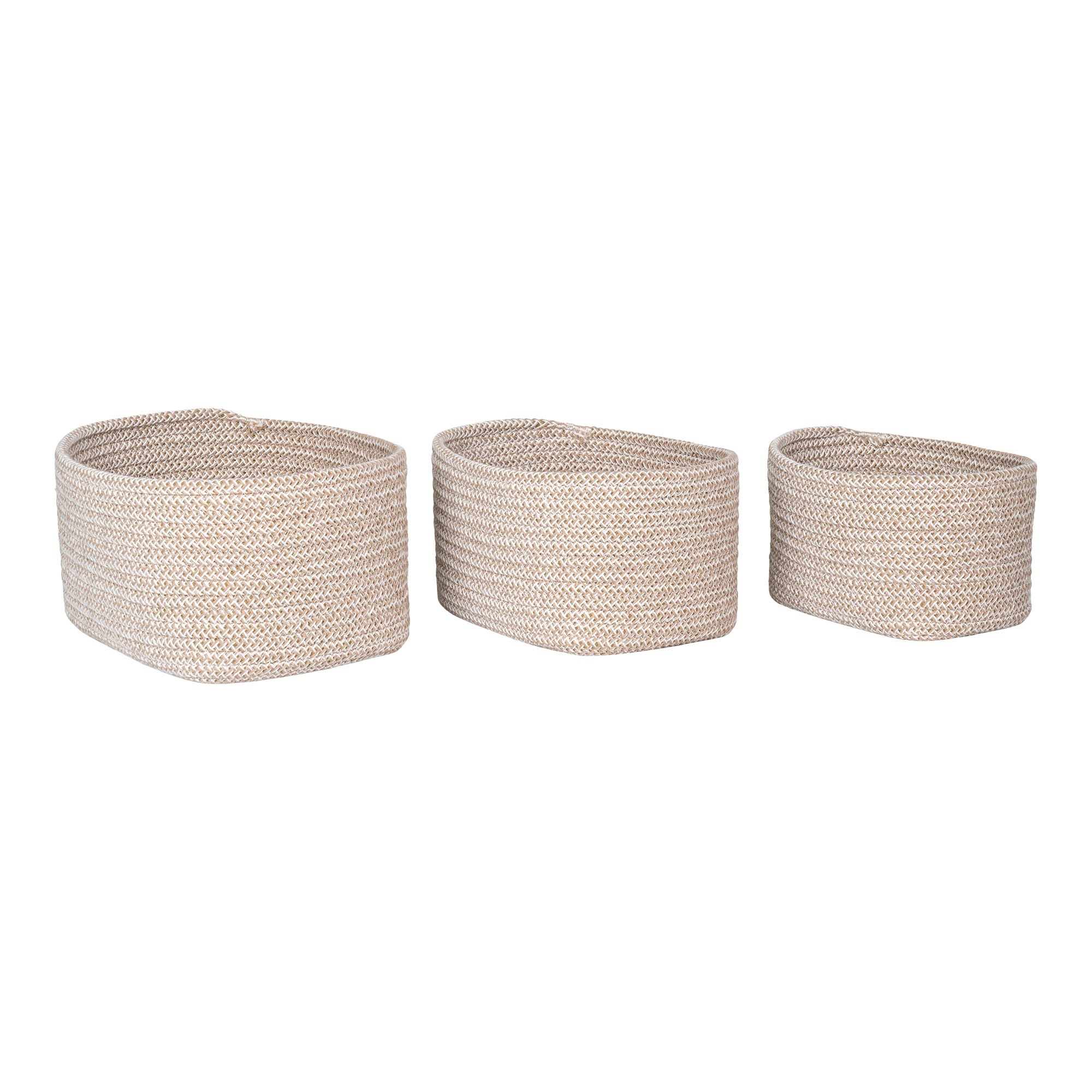 Opbergmandset Cestino – katoen in beige, set van 3 maten