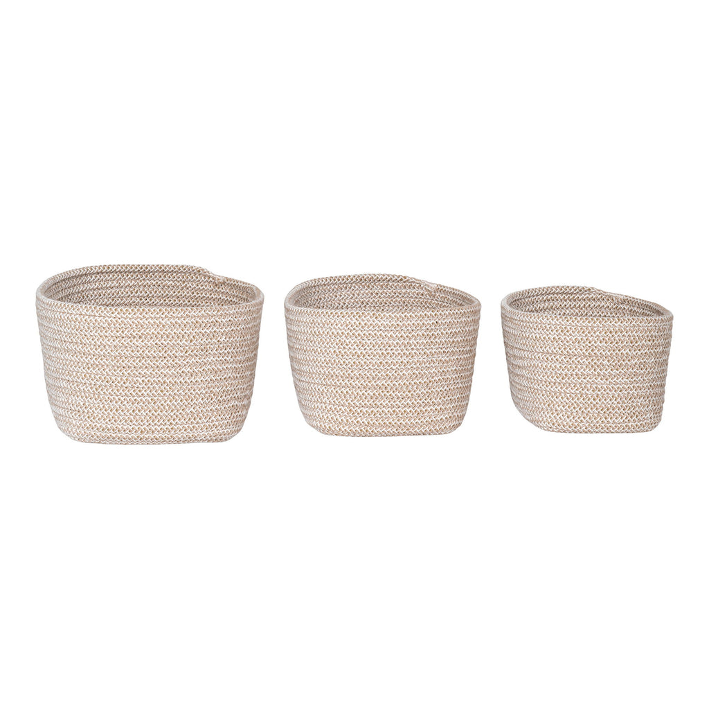 Opbergmandset Cestino – katoen in beige, set van 3 maten