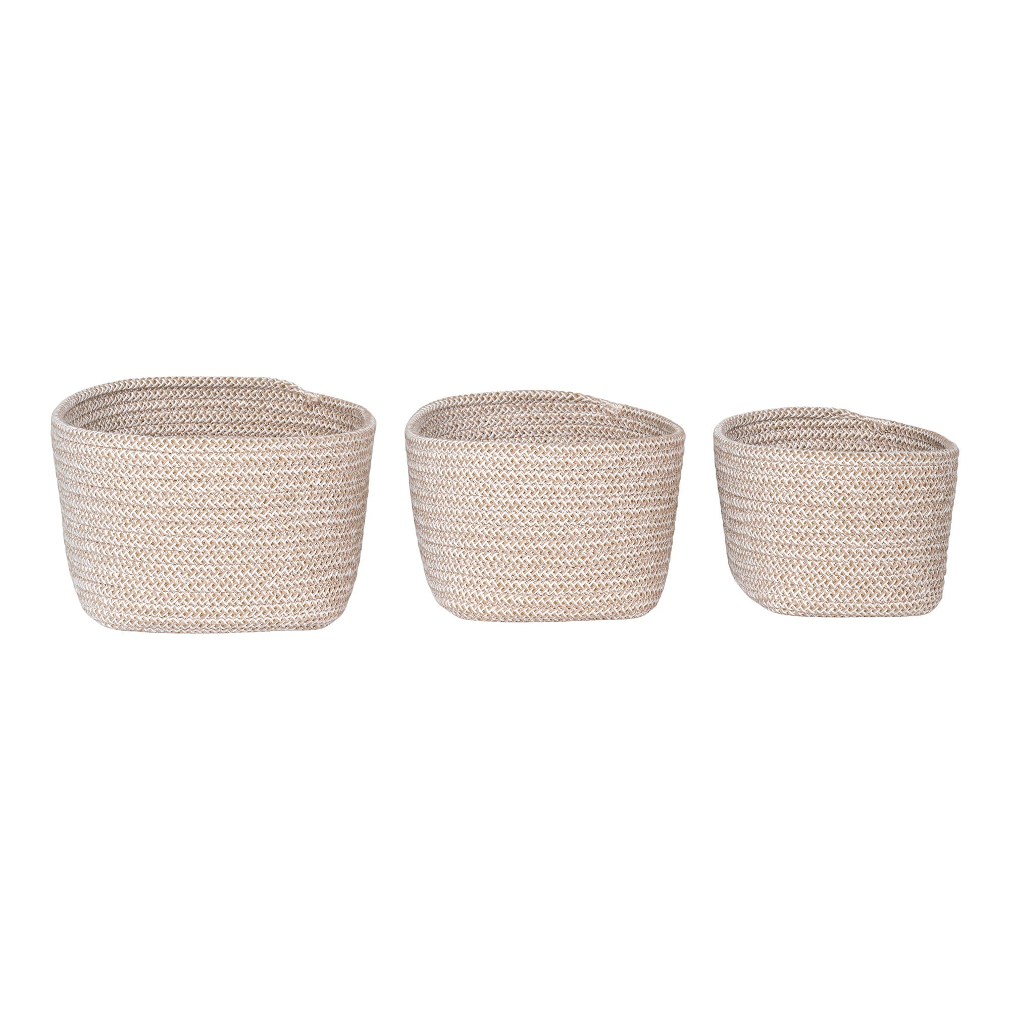 Opbergmandset Cestino – katoen in beige, set van 3 maten