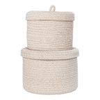 Cesto Sebal – katoen met deksel in beige, set van 2