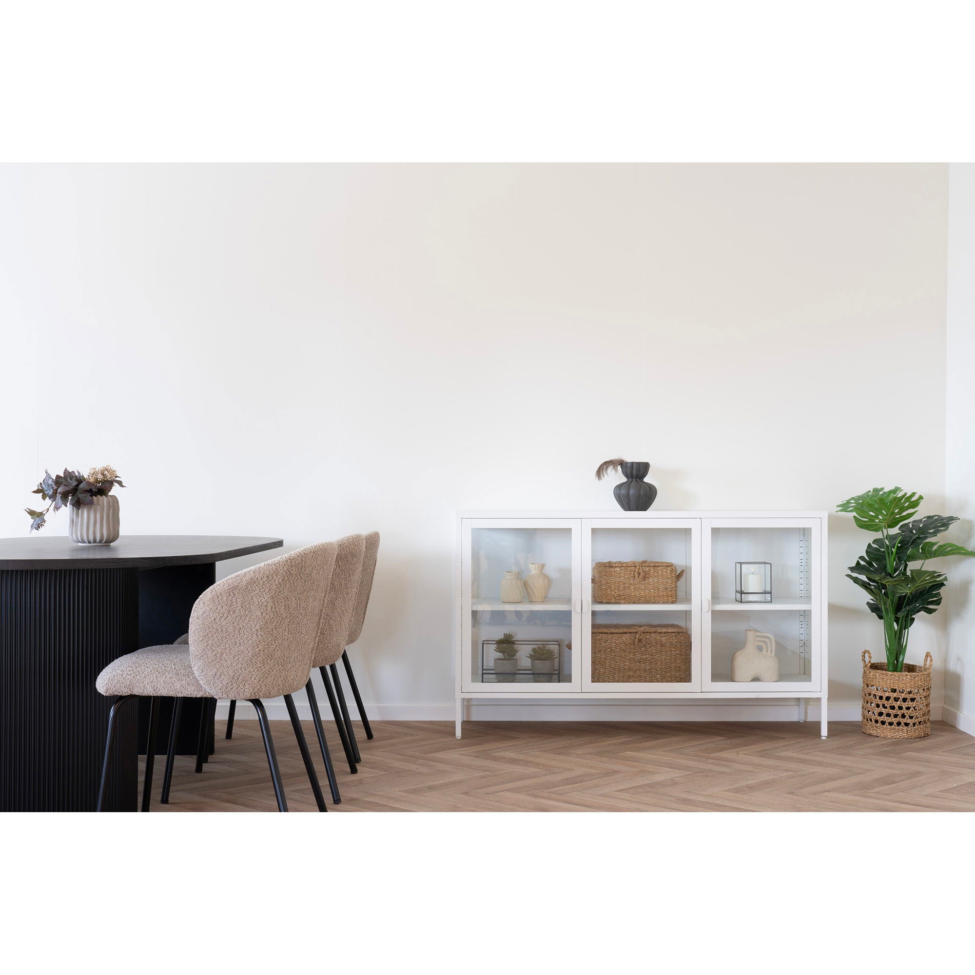 Mand Cesto Balok – set van 3 handgeweven zeegras manden in naturel/zwart