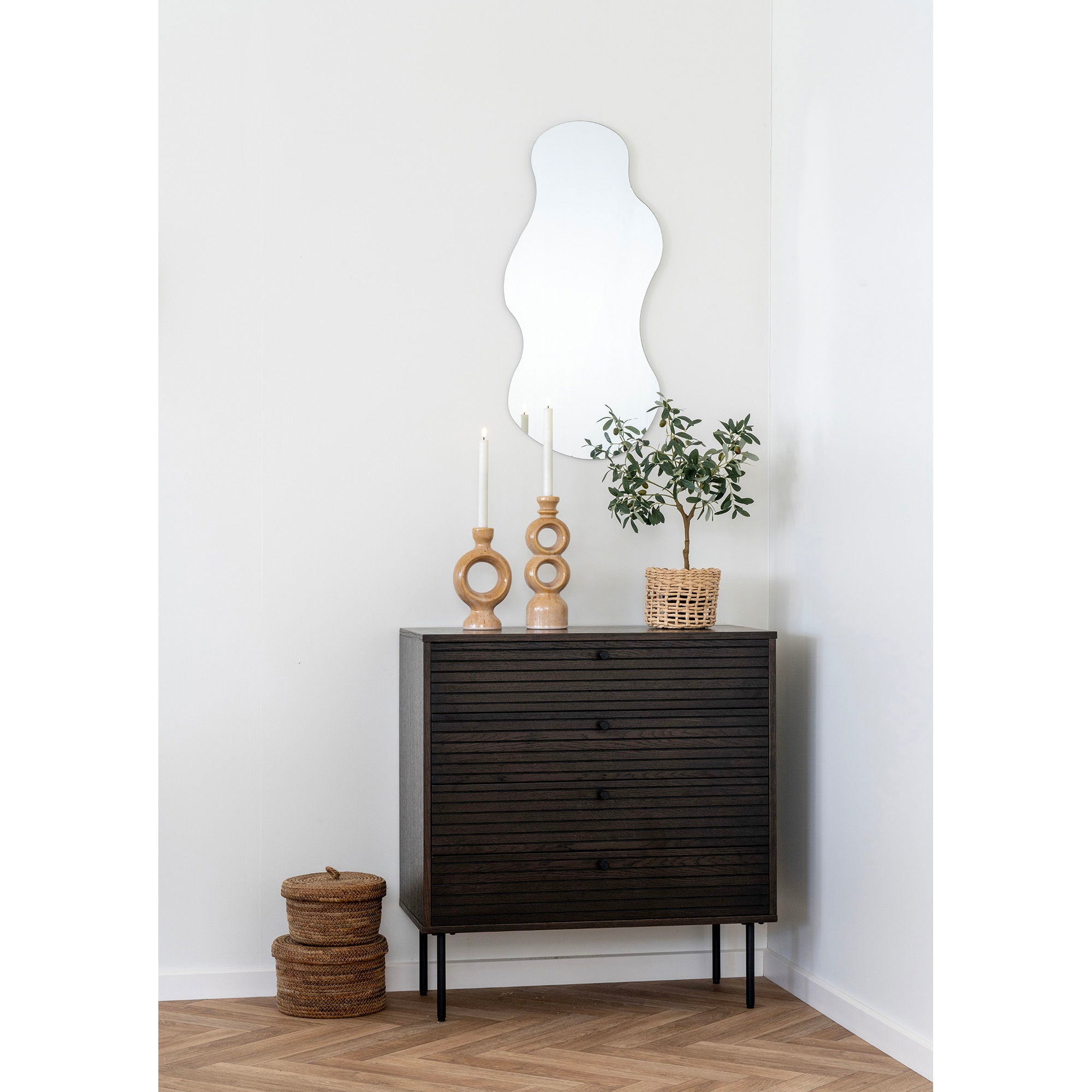 Opbergmanden Set Van 2 – natuurlijke bananenbladeren in een basis kleur