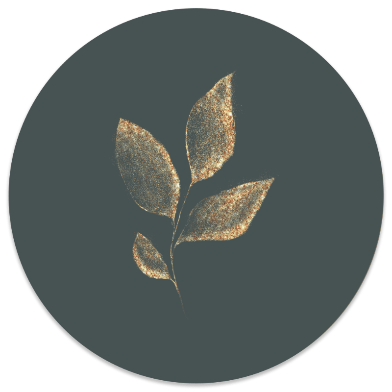 Muurcirkel Leaf Gold Green