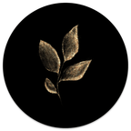 Muurcirkel Leaf Gold Black
