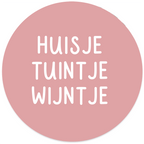 Muurcirkel Huisje Tuintje Wijntje Roze