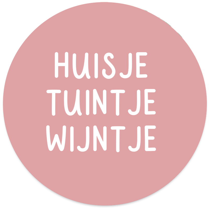 Muurcirkel Huisje Tuintje Wijntje Roze
