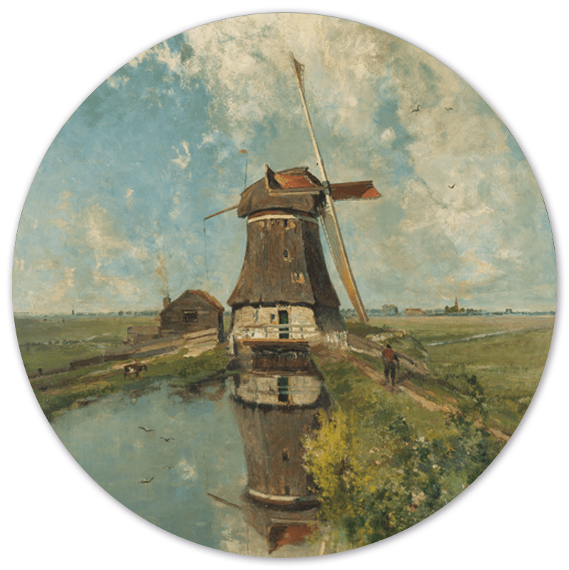 Muurcirkel Molen Aan Een Poldervaart