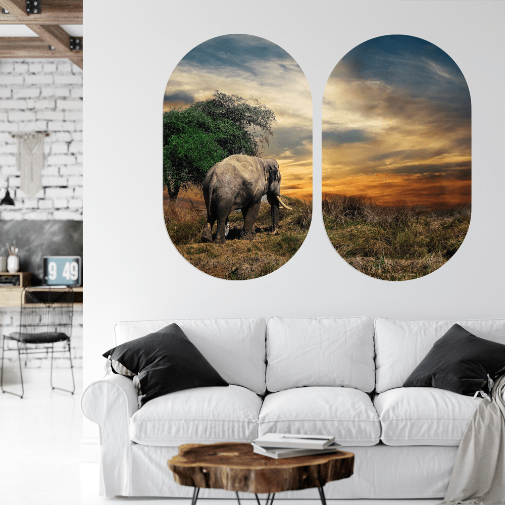 Muurovaal Duo Olifant