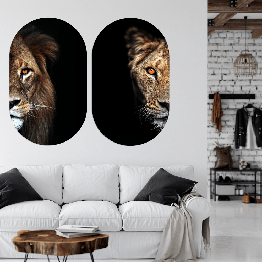 Muurovaal Duo Lion