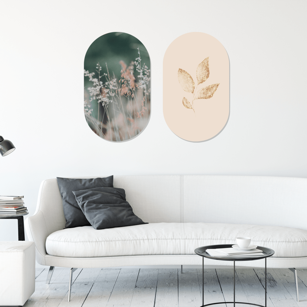 Muurovaal Leaf Gold Beige