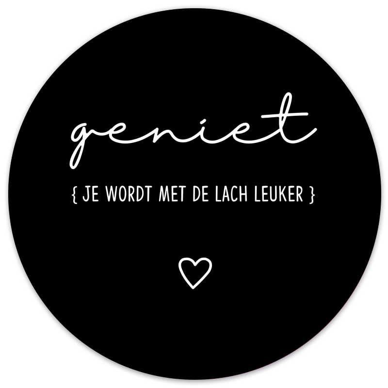 Muurcirkel Geniet Lach Zwart