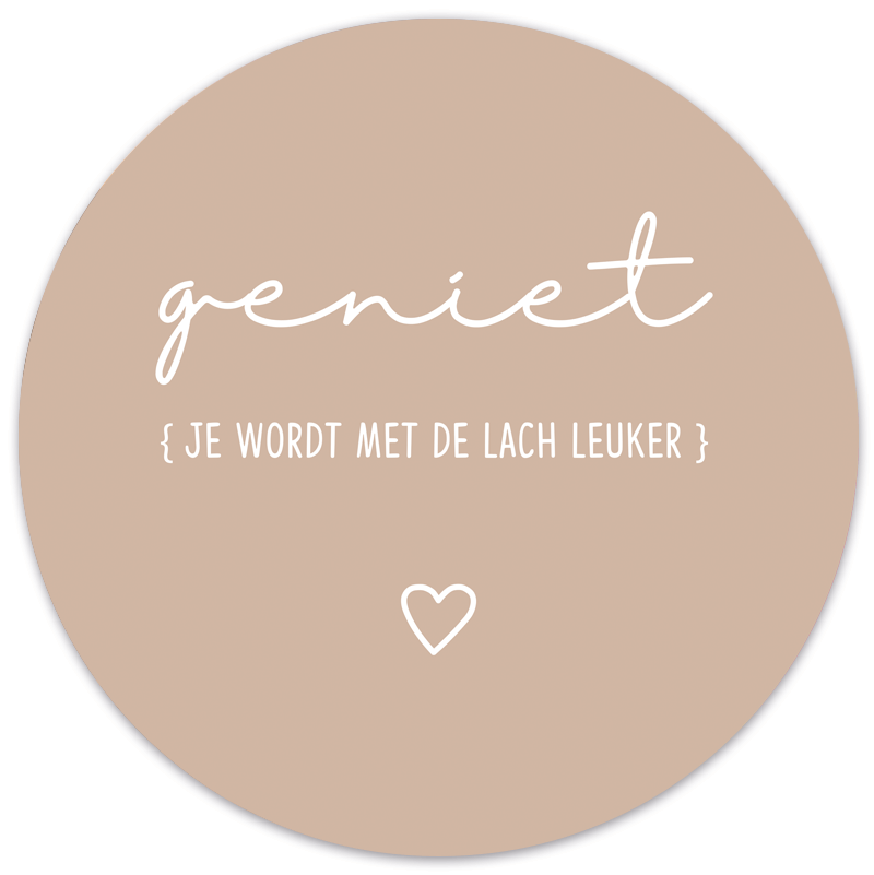 Muurcirkel Geniet Lach Beige