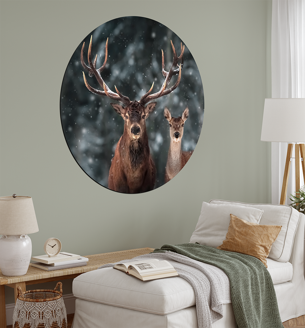 Muurcirkel Deer Couple