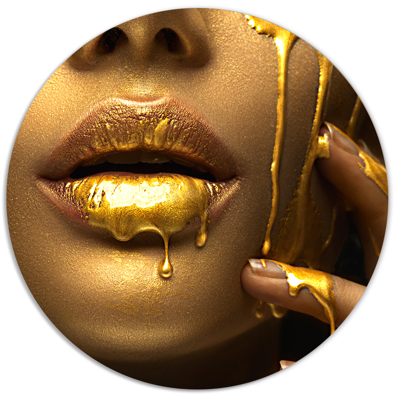 Muurcirkel Gold Lips
