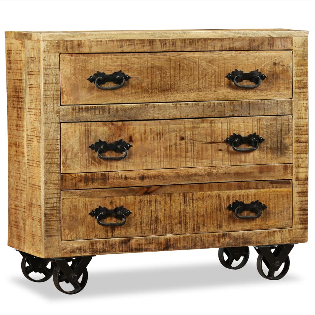 Dressoir Met 3 Lades 80X30X Massief Ruw Mangohout