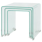 Bijzettafel Set 3-Dlg Transparant Gehard Glas