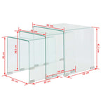 Bijzettafel Set 3-Dlg Transparant Gehard Glas