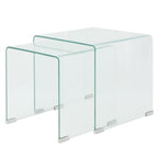 Bijzettafel Set 2-Dlg Transparant Gehard Glas